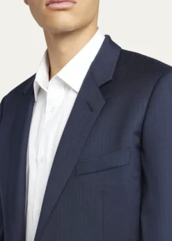 Loro PianaMen's Modern-Fit Wool Herringbone Suit