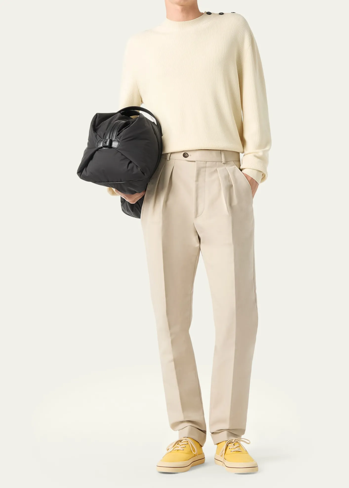 Loro PianaMen's Stafford Double-Pleated Straight Leg Trousers