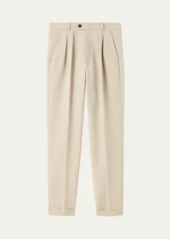 Loro PianaMen's Stafford Double-Pleated Straight Leg Trousers
