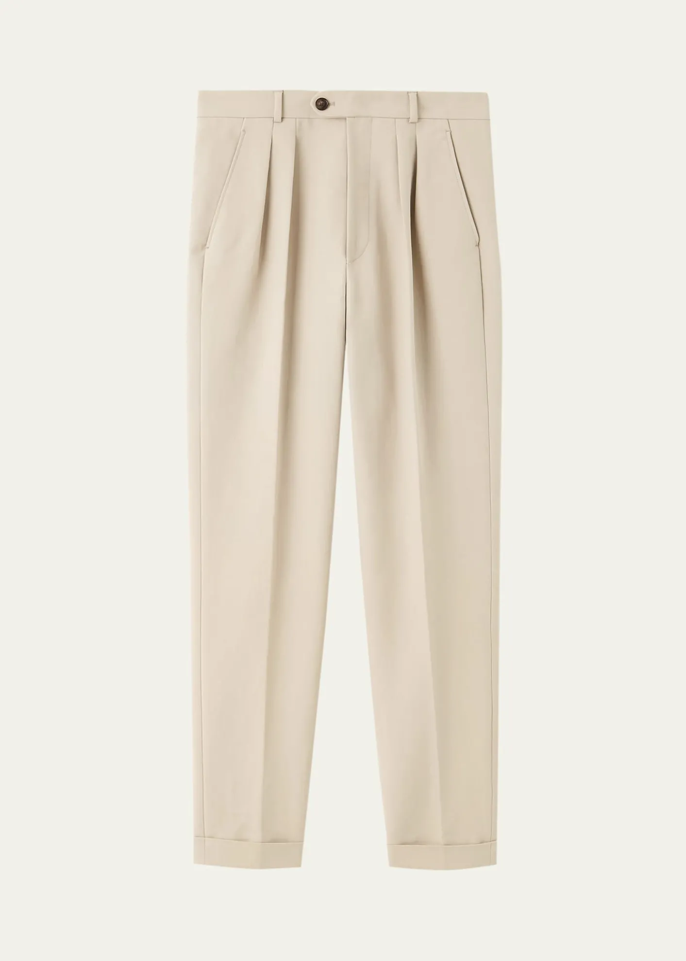 Loro PianaMen's Stafford Double-Pleated Straight Leg Trousers