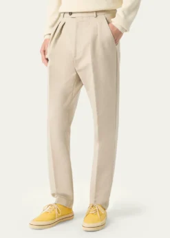Loro PianaMen's Stafford Double-Pleated Straight Leg Trousers