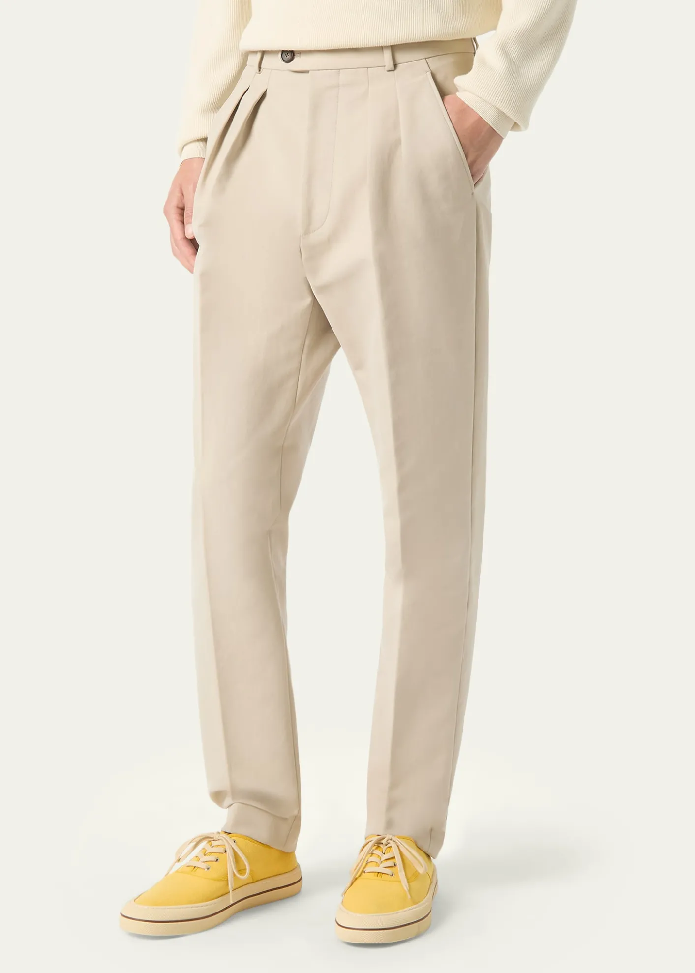 Loro PianaMen's Stafford Double-Pleated Straight Leg Trousers