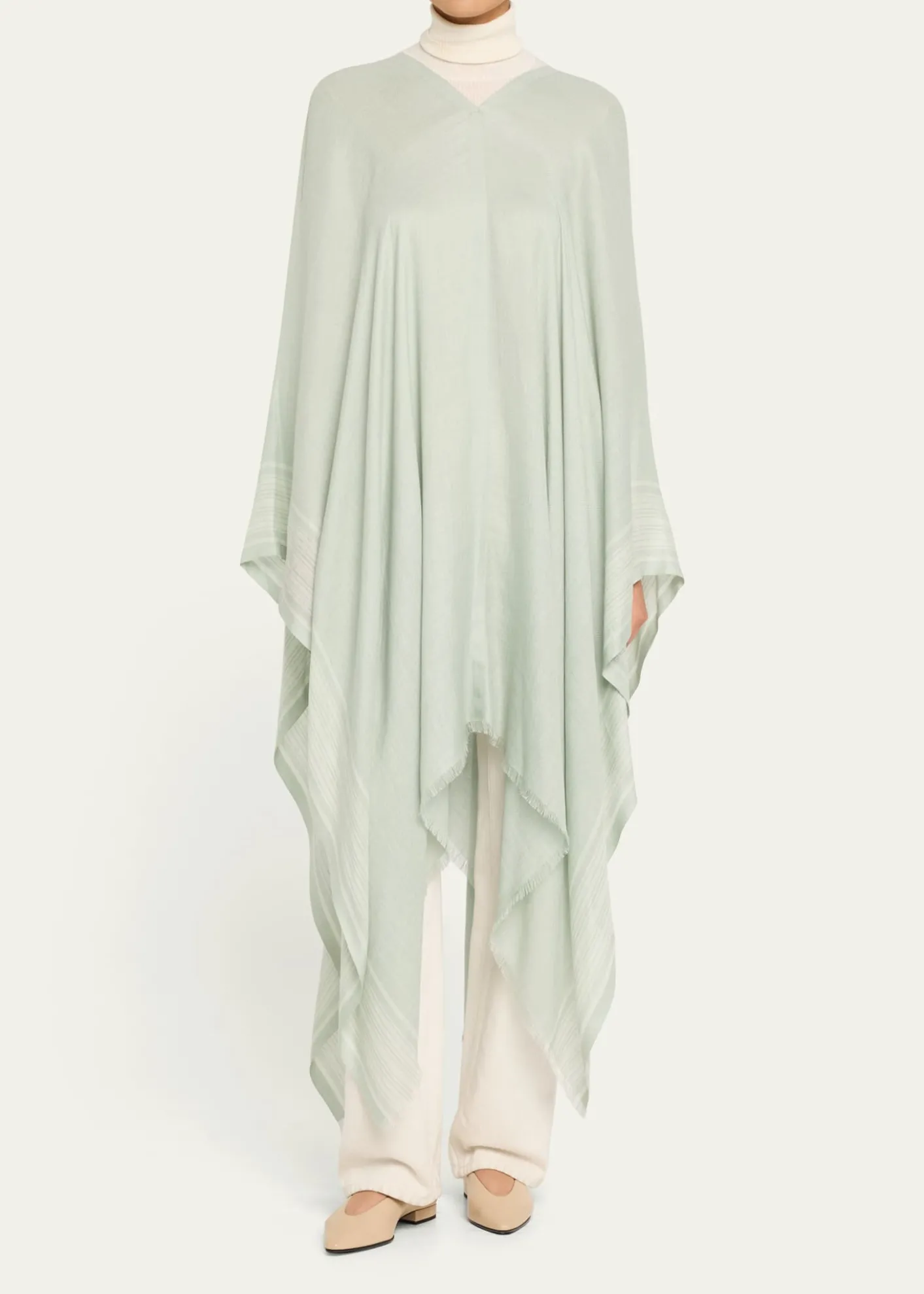 Loro PianaAida Bicolor Suitcase Stripe Silk Linen Poncho