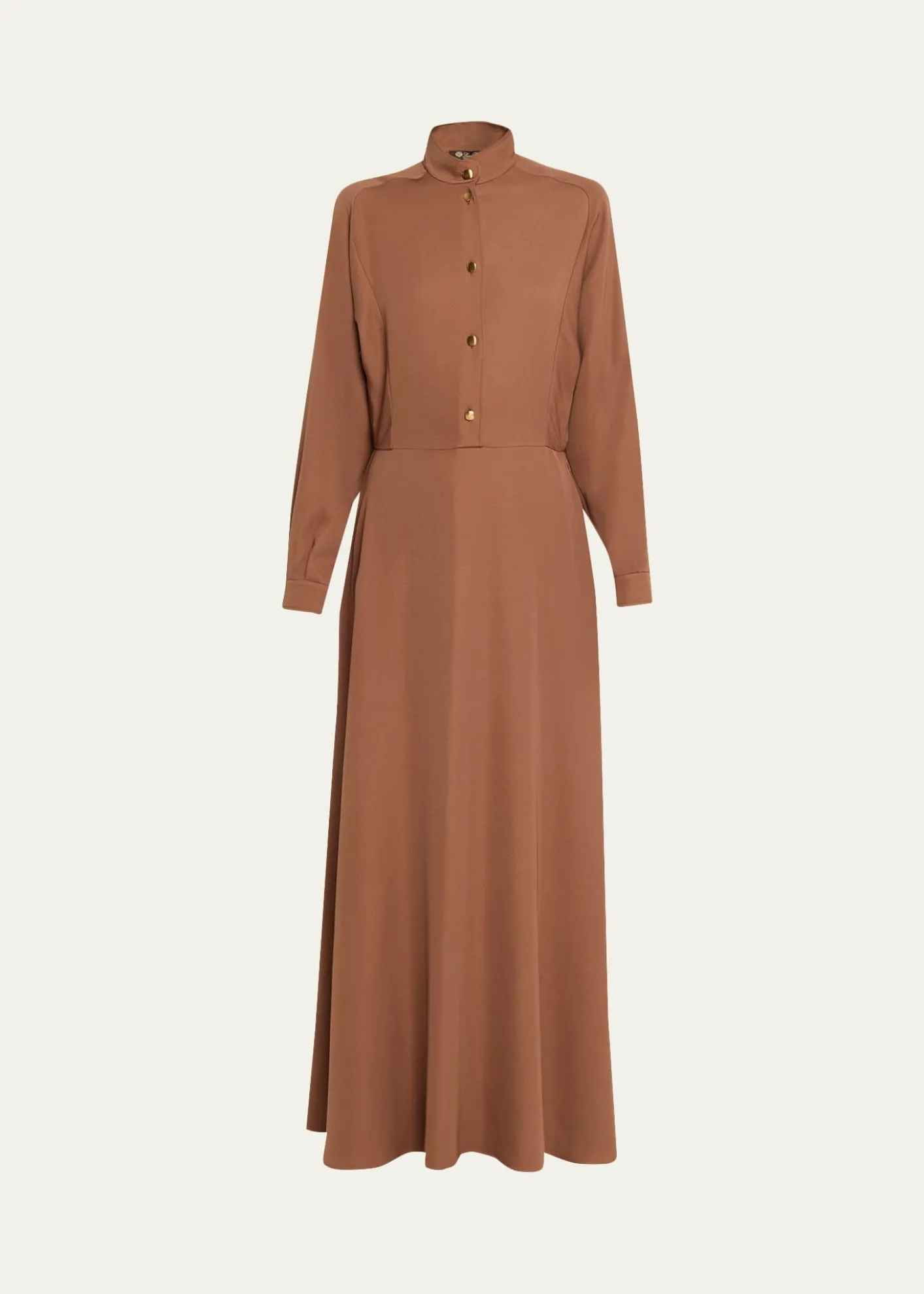 Loro PianaAiry Cady Silk-Wool Long-Sleeve Dress