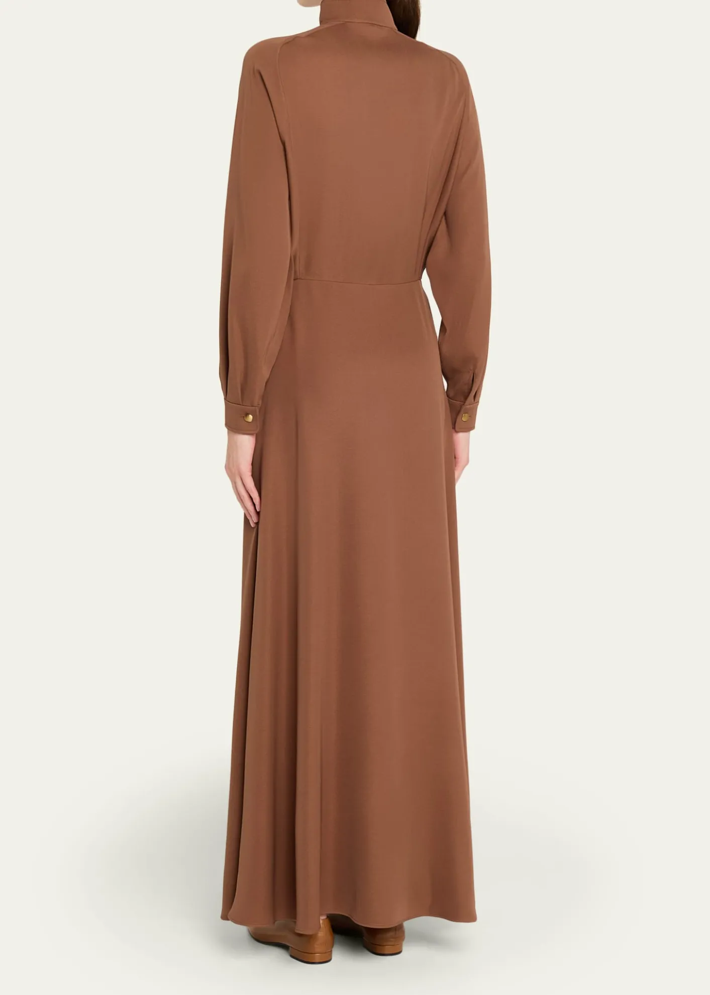 Loro PianaAiry Cady Silk-Wool Long-Sleeve Dress