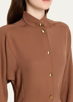 Loro PianaAiry Cady Silk-Wool Long-Sleeve Dress