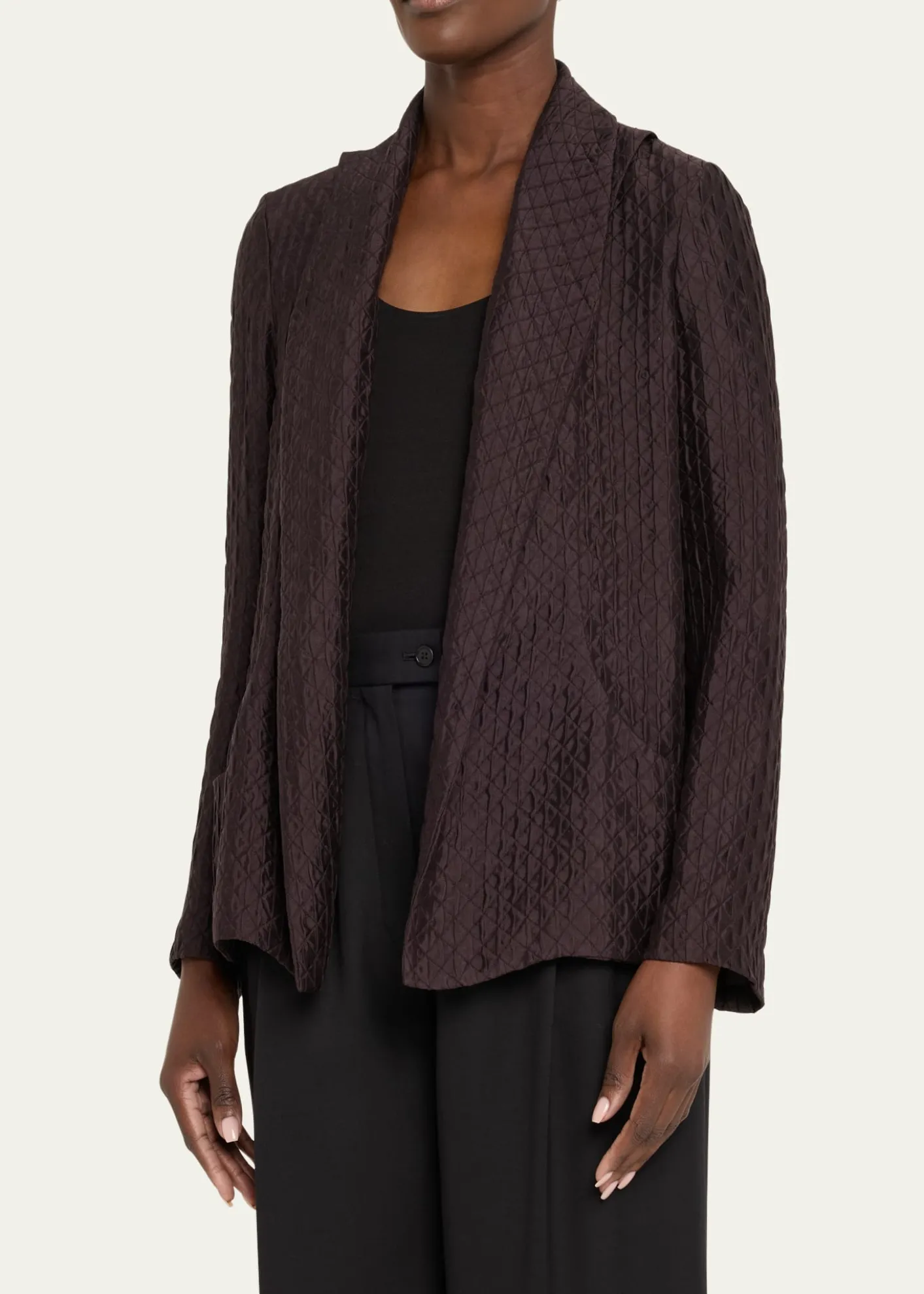 Loro PianaAnnie Open-Front Fluid Diamond Cloquet Silk Jacket