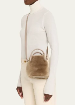 Loro PianaBale Micro Plush Shearling Top-Handle Bag
