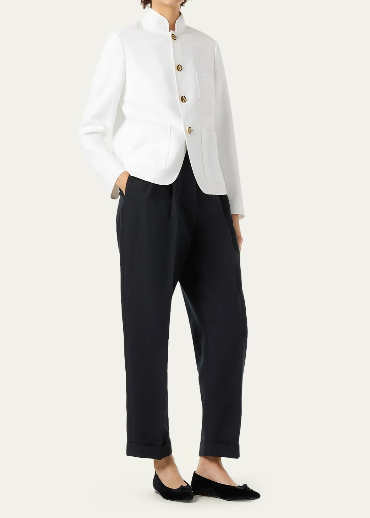 Loro PianaCale Linen Straight-Leg Ankle Trousers