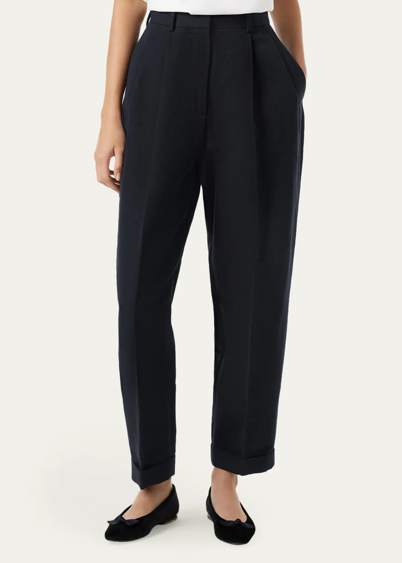 Loro PianaCale Linen Straight-Leg Ankle Trousers