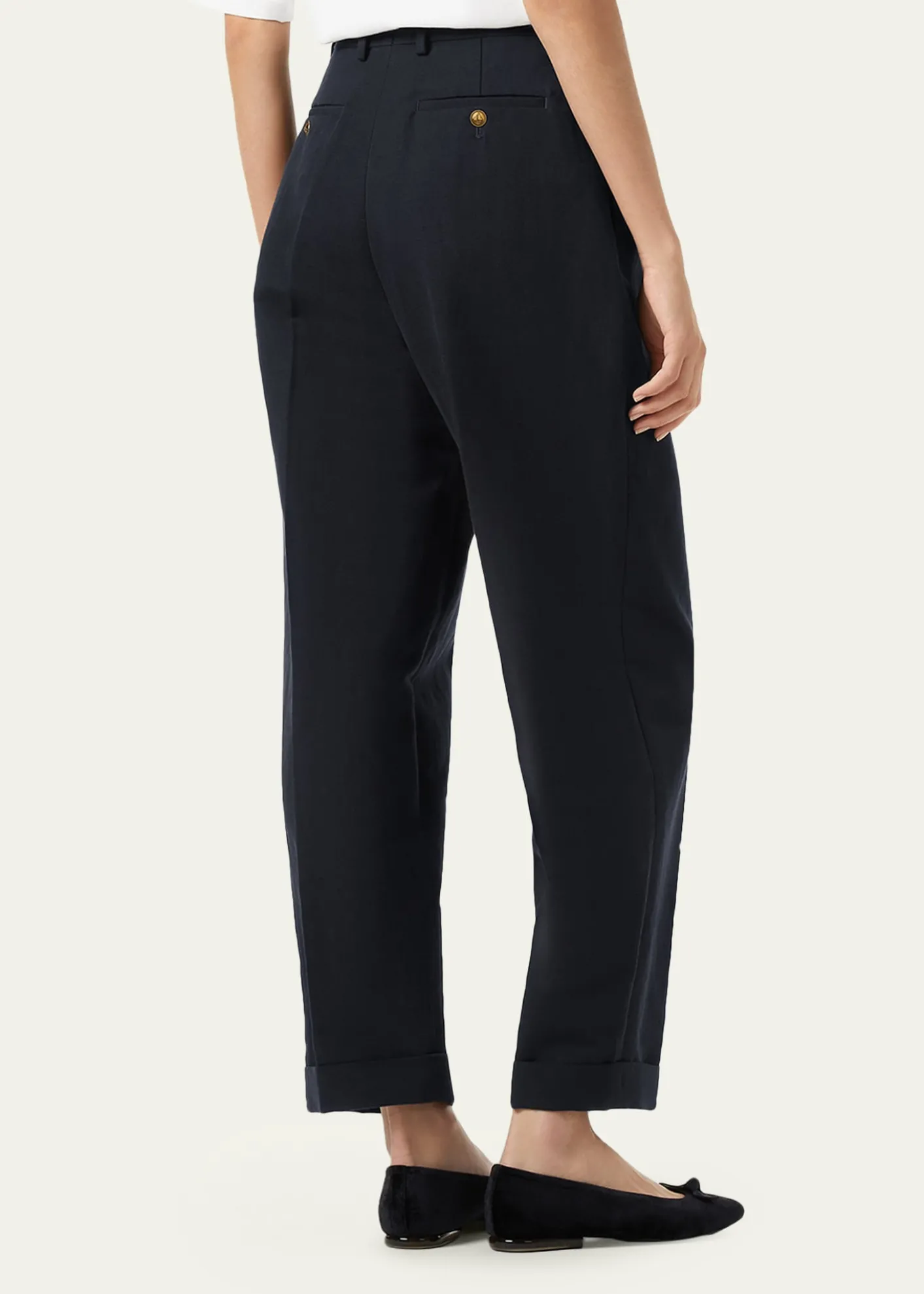 Loro PianaCale Linen Straight-Leg Ankle Trousers