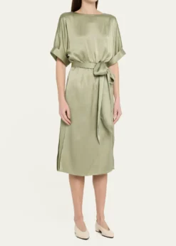 Loro PianaCaren Belted Silk Midi Dress