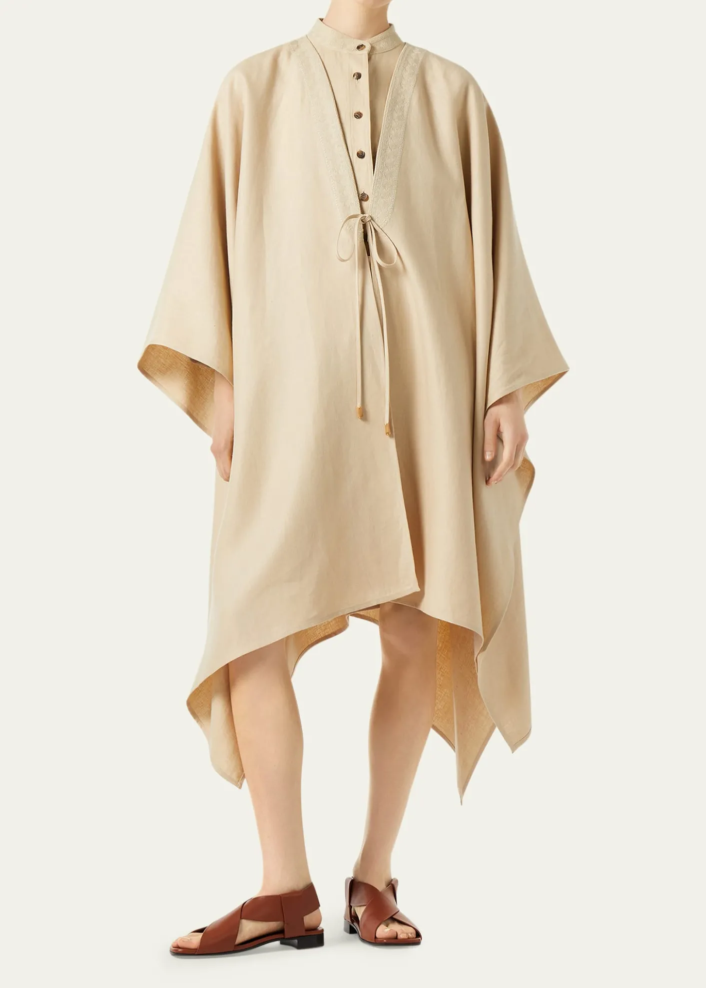 Loro PianaCarmen V-Neck Linen Cape