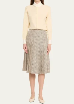 Loro PianaClea Pleated Silk Midi Skirt