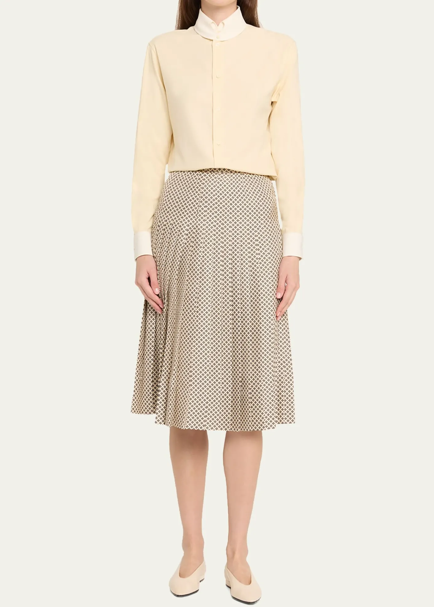 Loro PianaClea Pleated Silk Midi Skirt