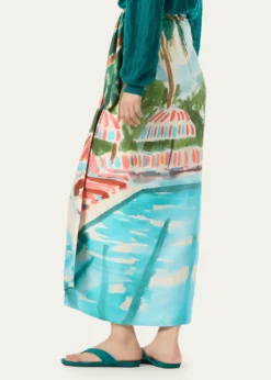 Loro PianaCorina Tropical Setting Silk Wrap Skirt