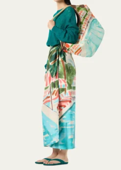 Loro PianaCorina Tropical Setting Silk Wrap Skirt
