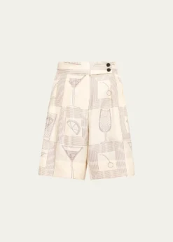 Loro PianaDorin Aperitivo Twill Pleated Bermuda Shorts