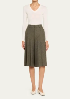 Loro PianaDrake Cashmere-Wool Wide-Leg Bermuda Trousers