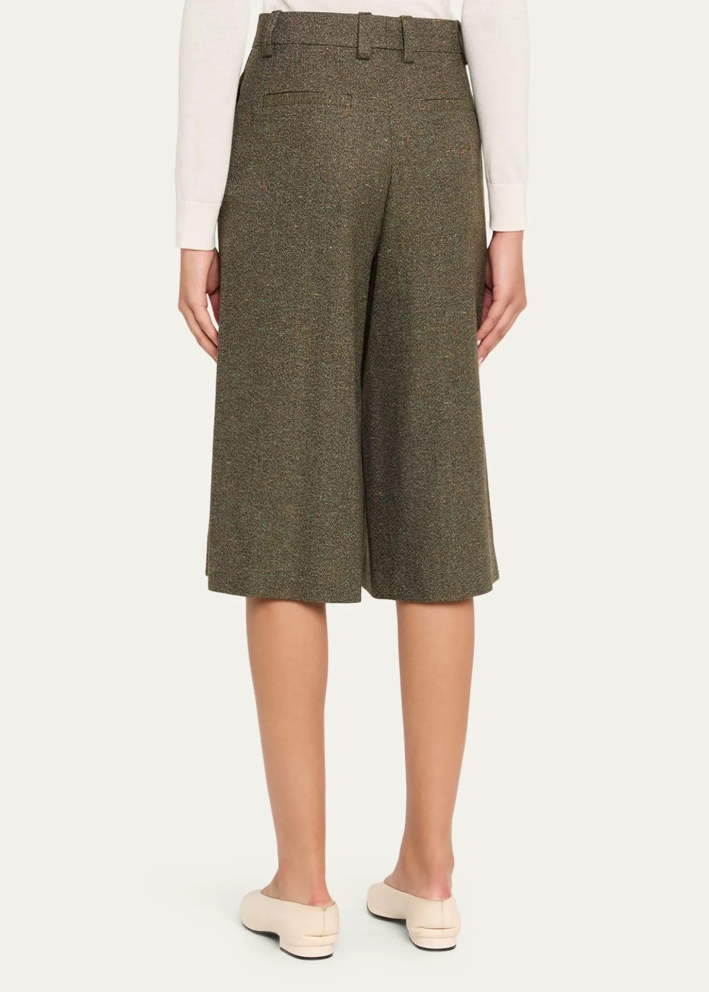 Loro PianaDrake Cashmere-Wool Wide-Leg Bermuda Trousers