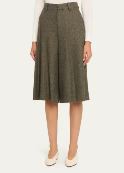 Loro PianaDrake Cashmere-Wool Wide-Leg Bermuda Trousers