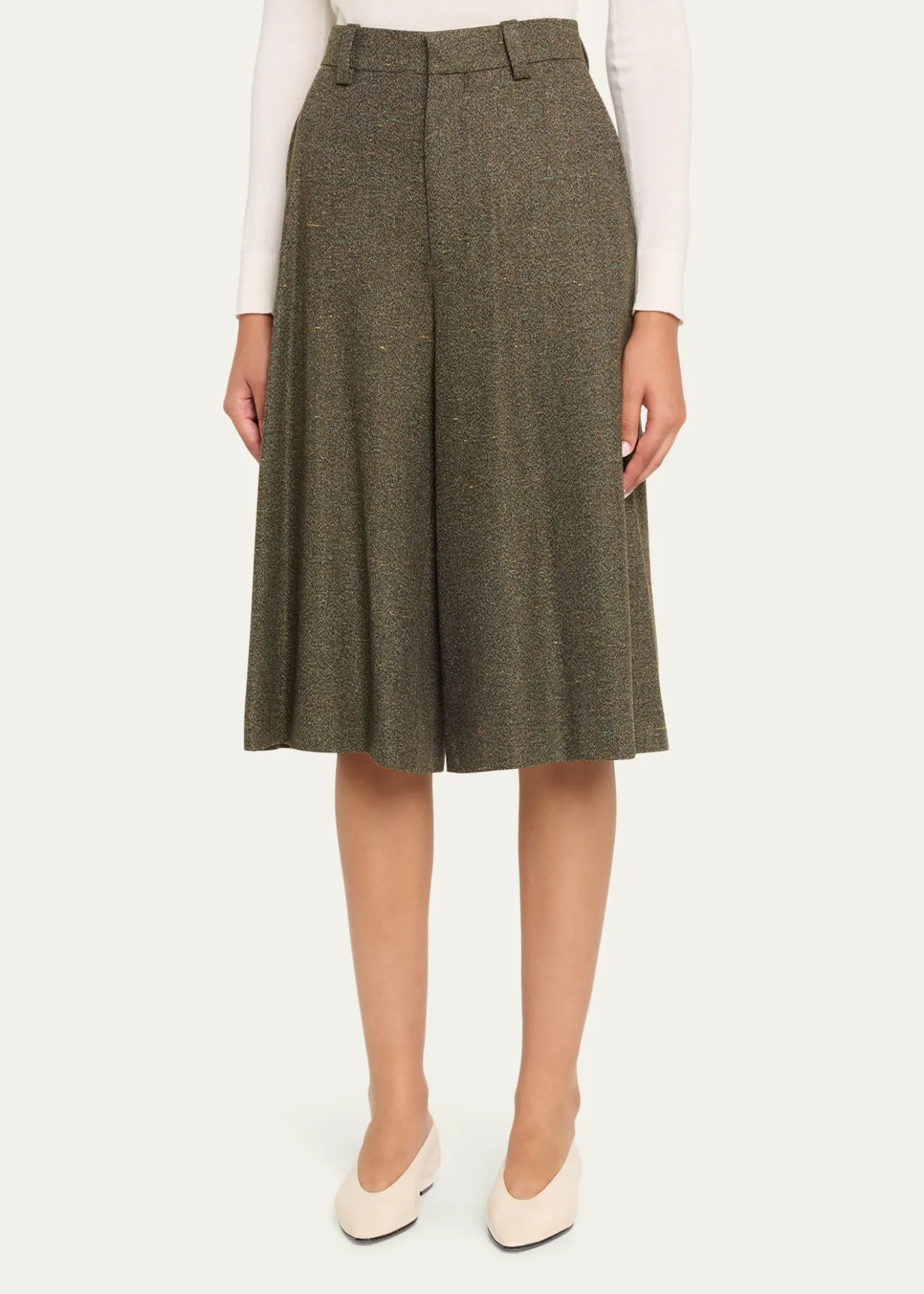 Loro PianaDrake Cashmere-Wool Wide-Leg Bermuda Trousers