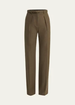 Loro PianaEdward Pintuck Belted Wool Cashmere Trousers