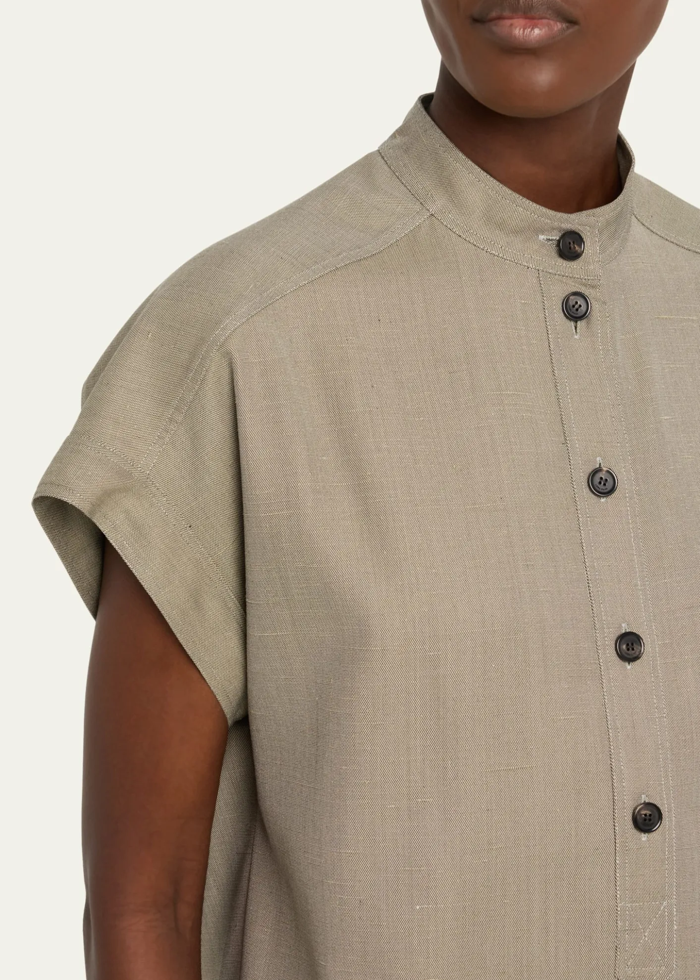 Loro PianaElody Cap-Sleeve Silk-Wool Shirt