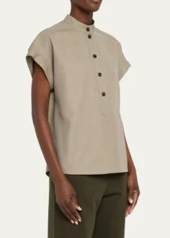 Loro PianaElody Cap-Sleeve Silk-Wool Shirt