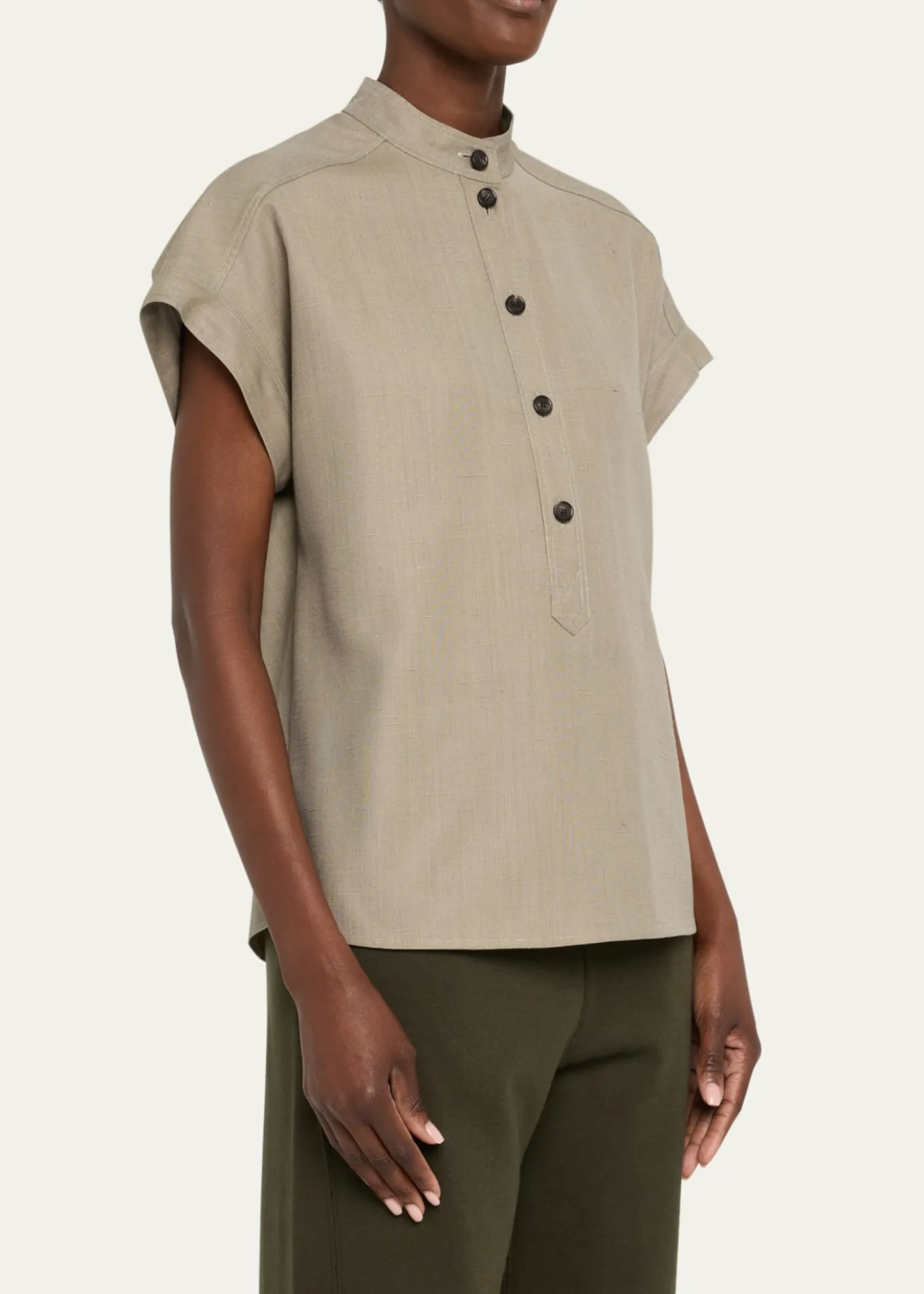 Loro PianaElody Cap-Sleeve Silk-Wool Shirt