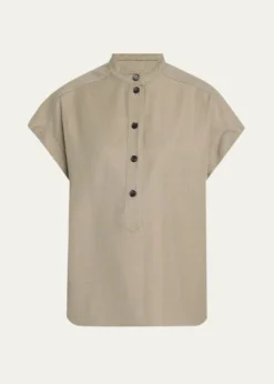 Loro PianaElody Cap-Sleeve Silk-Wool Shirt
