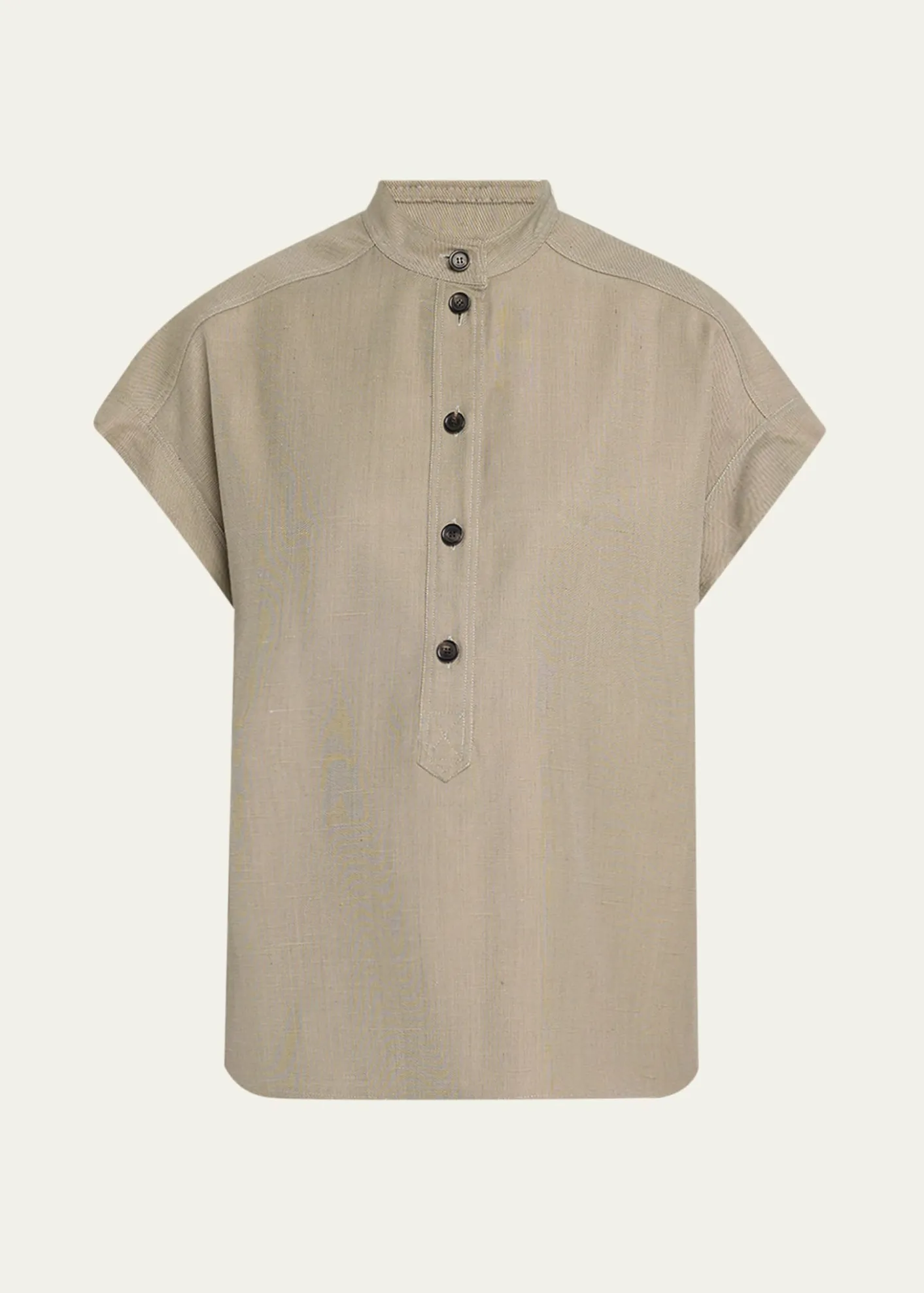 Loro PianaElody Cap-Sleeve Silk-Wool Shirt