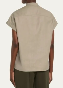 Loro PianaElody Cap-Sleeve Silk-Wool Shirt