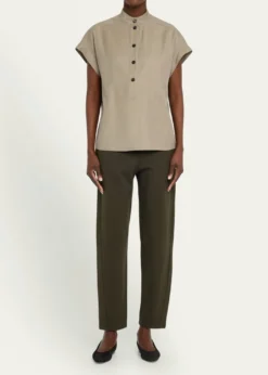 Loro PianaElody Cap-Sleeve Silk-Wool Shirt