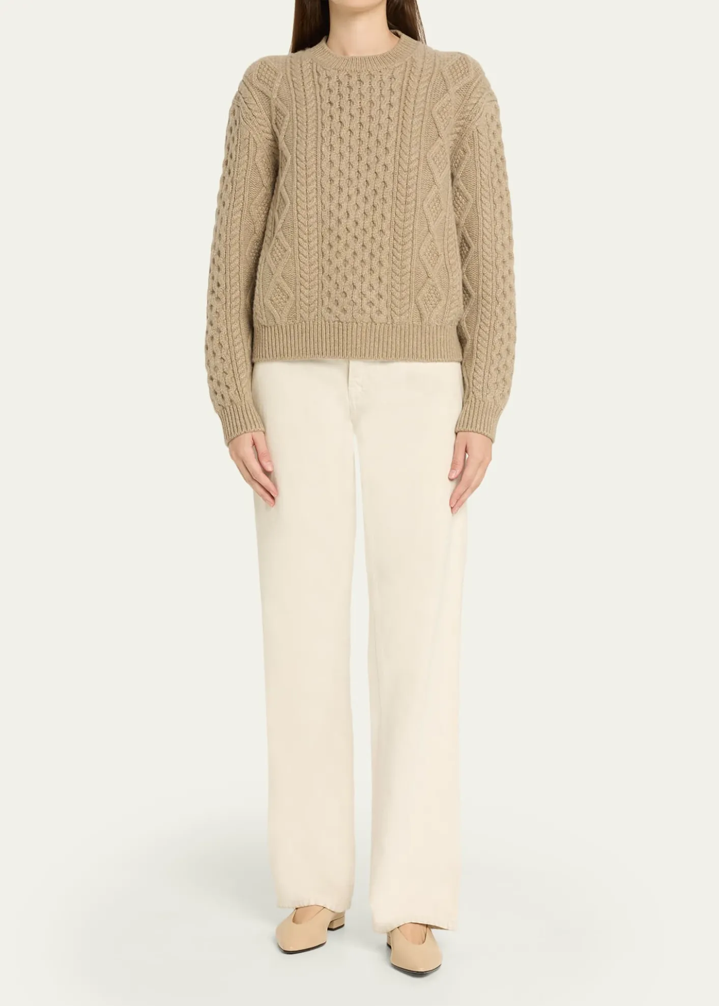 Loro PianaEyre Cashmere Fisherman Knit Crewneck Sweater