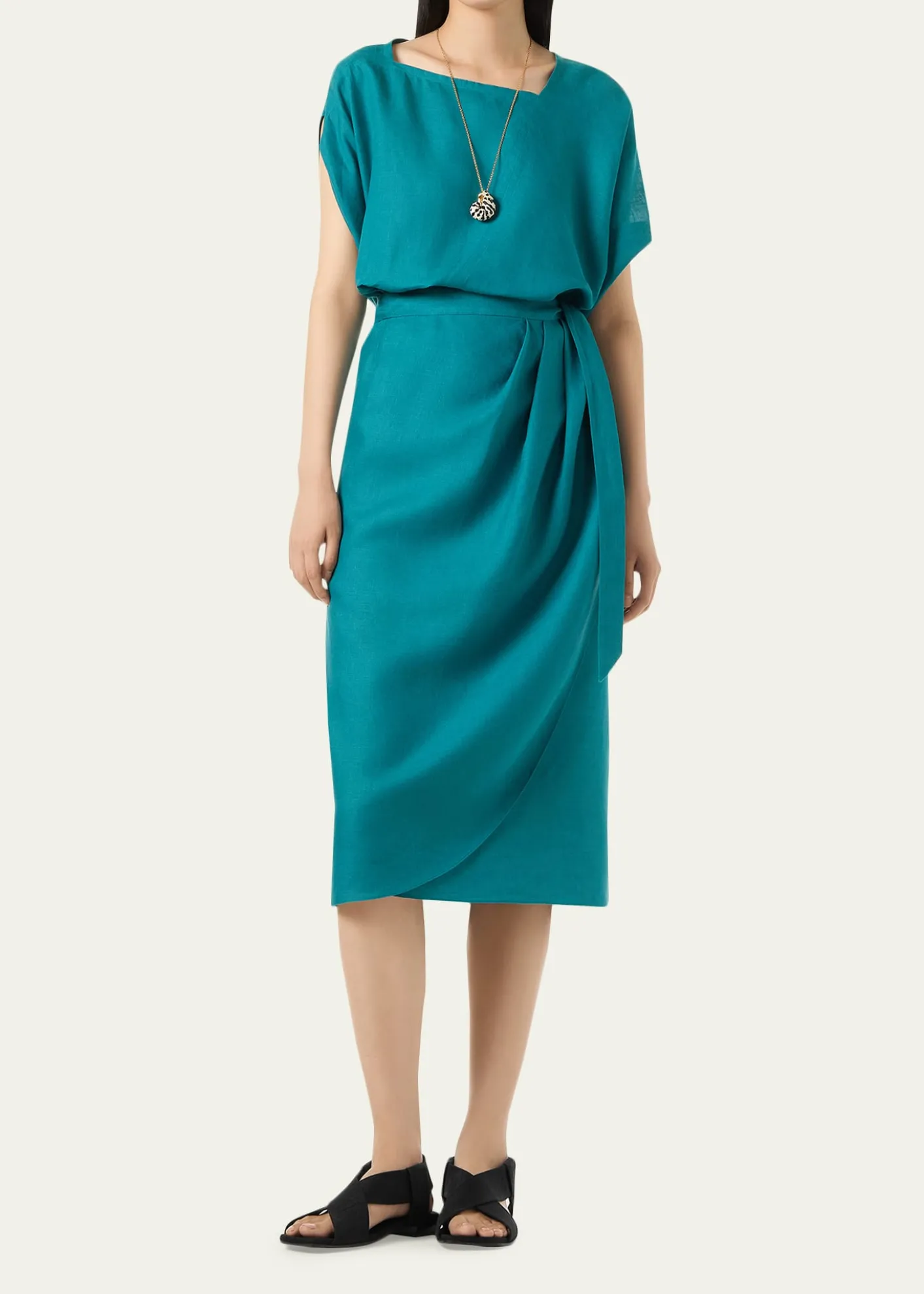 Loro PianaGaia Short Sleeve Asymmetric Linen Shirt