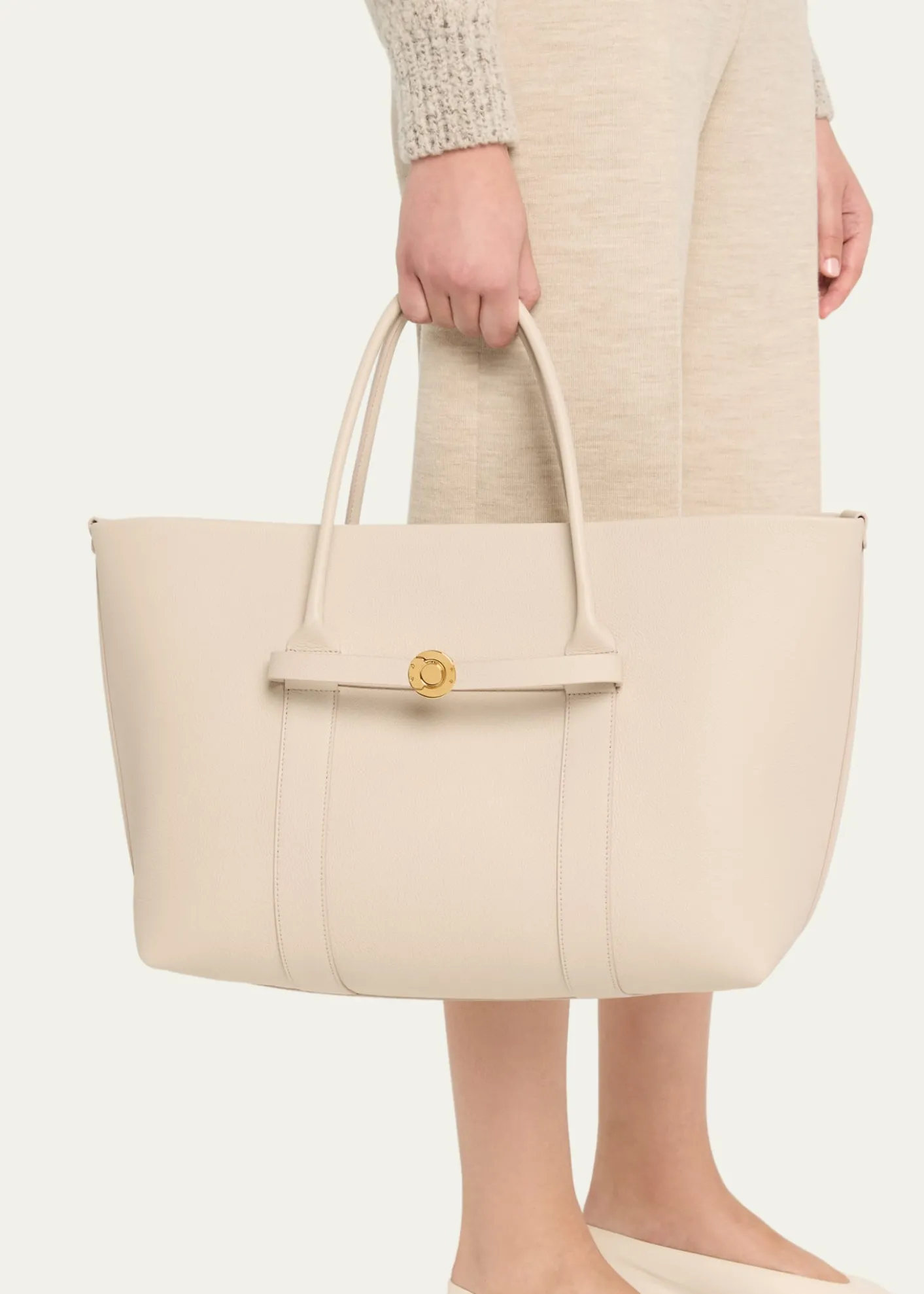 Loro PianaGhiera Grained Leather & Cashmere Tote Bag