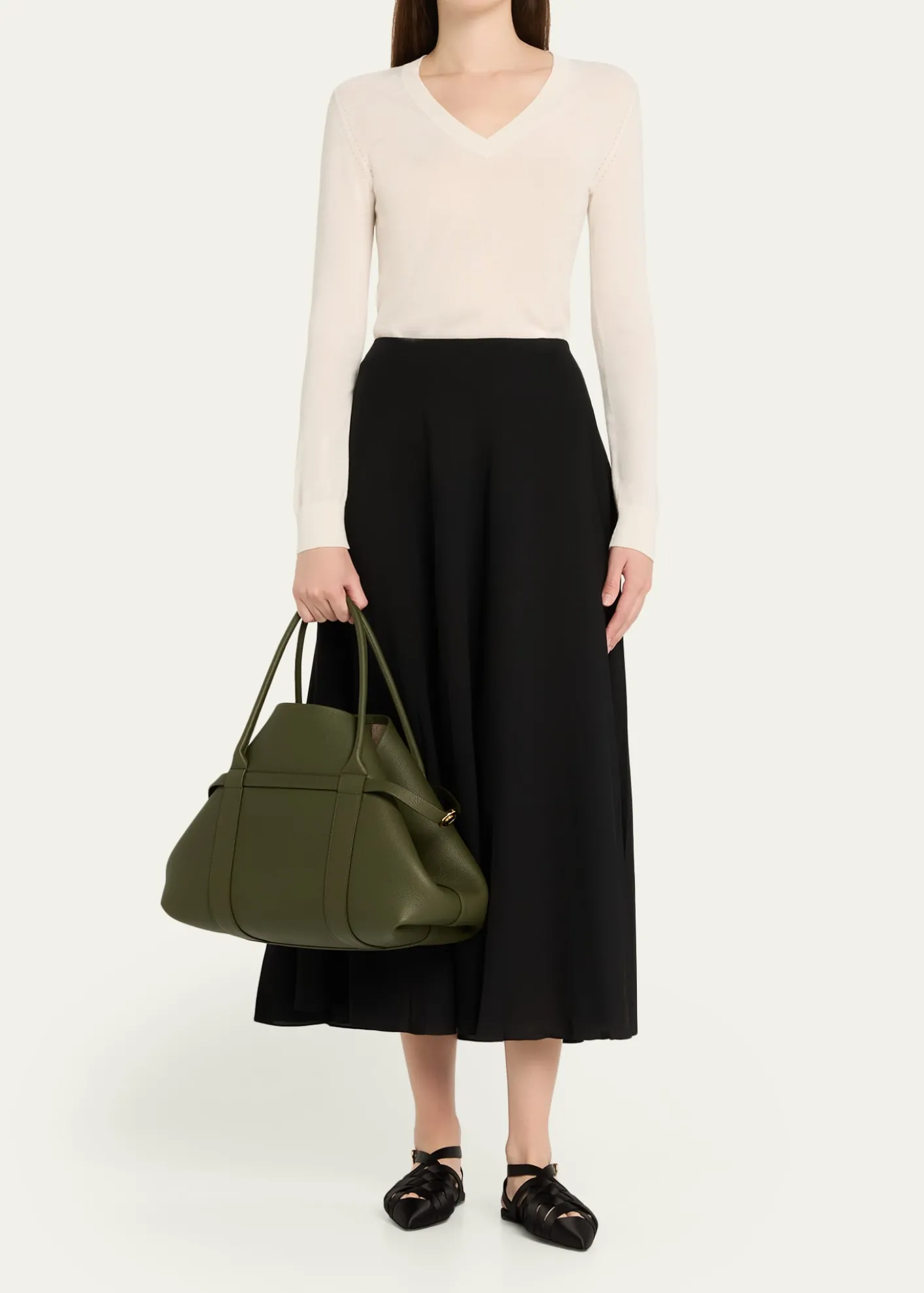 Loro PianaGhiera Grained Leather & Cashmere Tote Bag