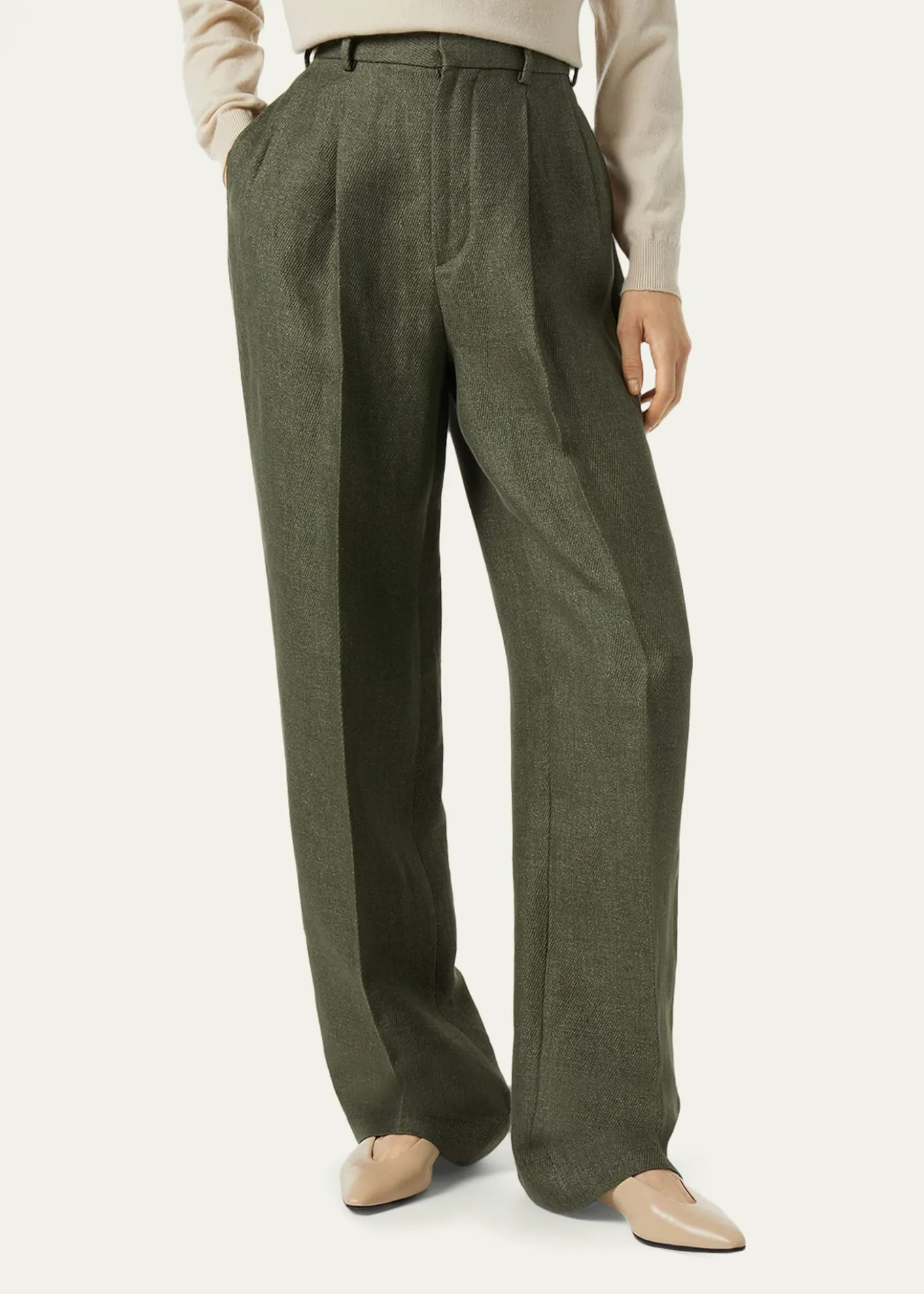 Loro PianaHector Linen Twill Straight-Leg Trousers