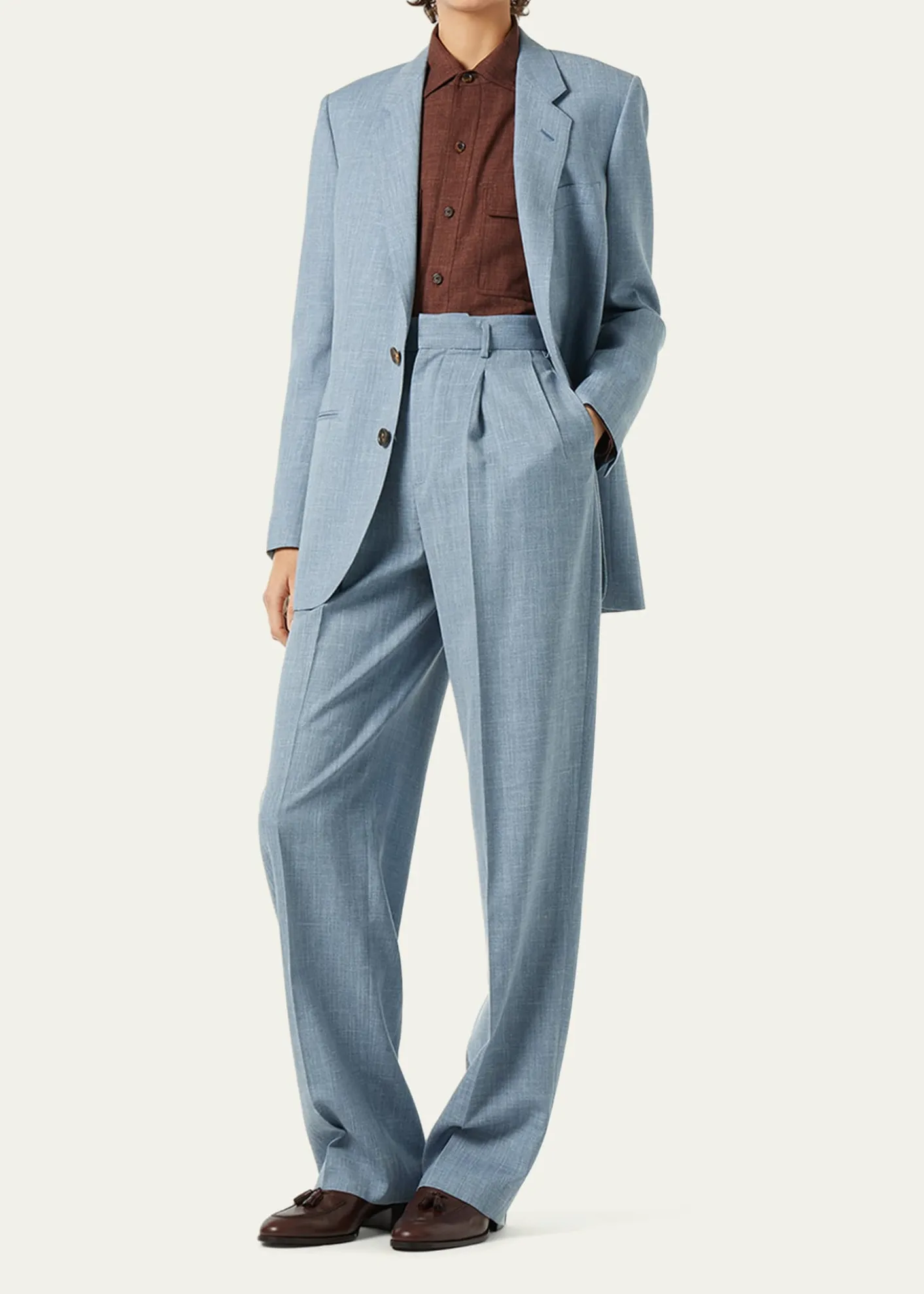 Loro PianaHector Linen-Wool Straight-Leg Trousers