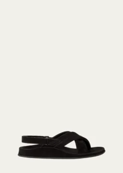 Loro PianaHector Suede Crisscross Flat Sandals