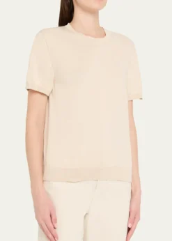 Loro PianaIce Wish Short-Sleeve Crewneck Sweater