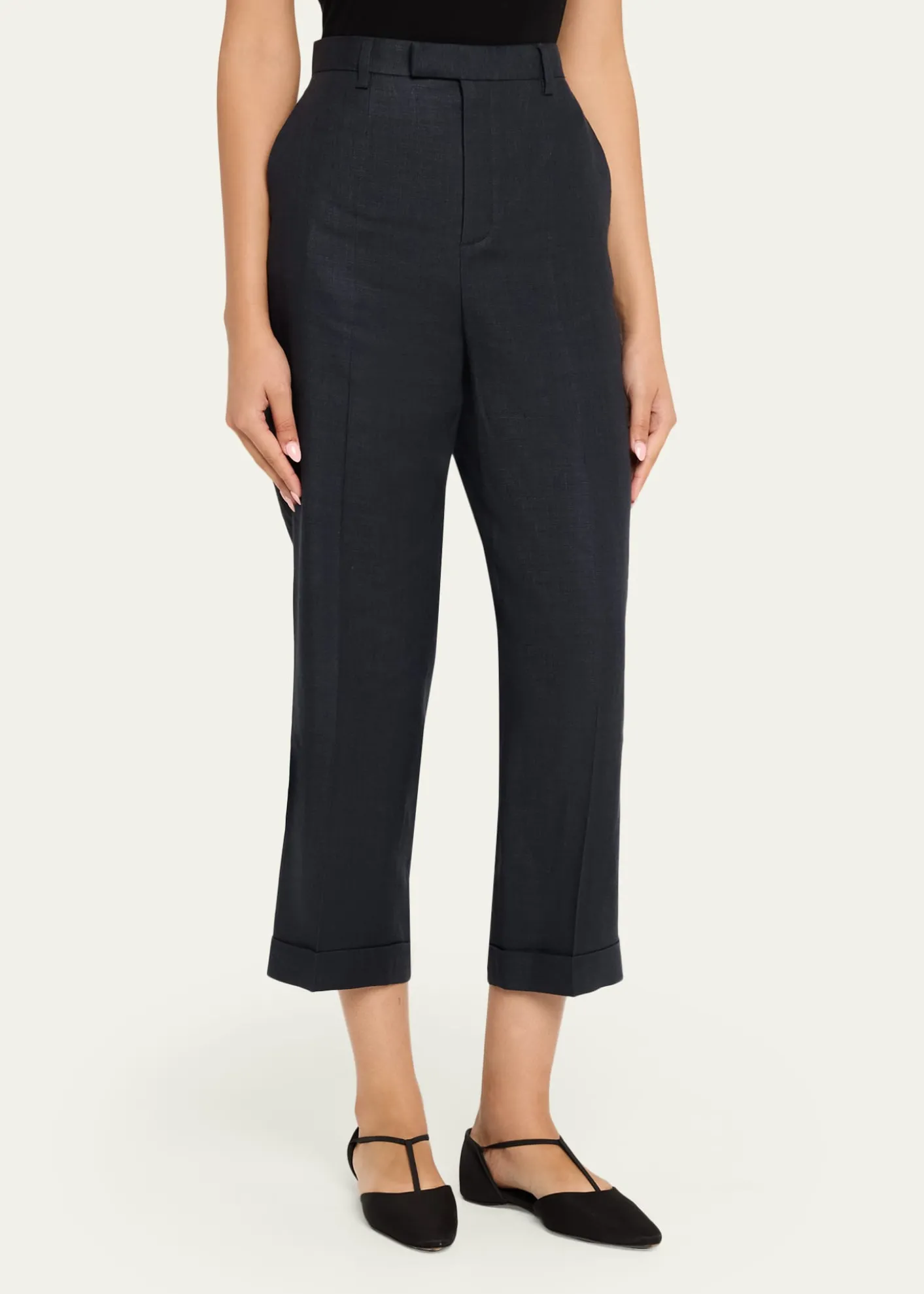 Loro PianaLouis Linen-Wool Cropped Trousers