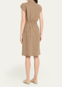 Loro PianaMaise Belted Woven Linen Shirtdress