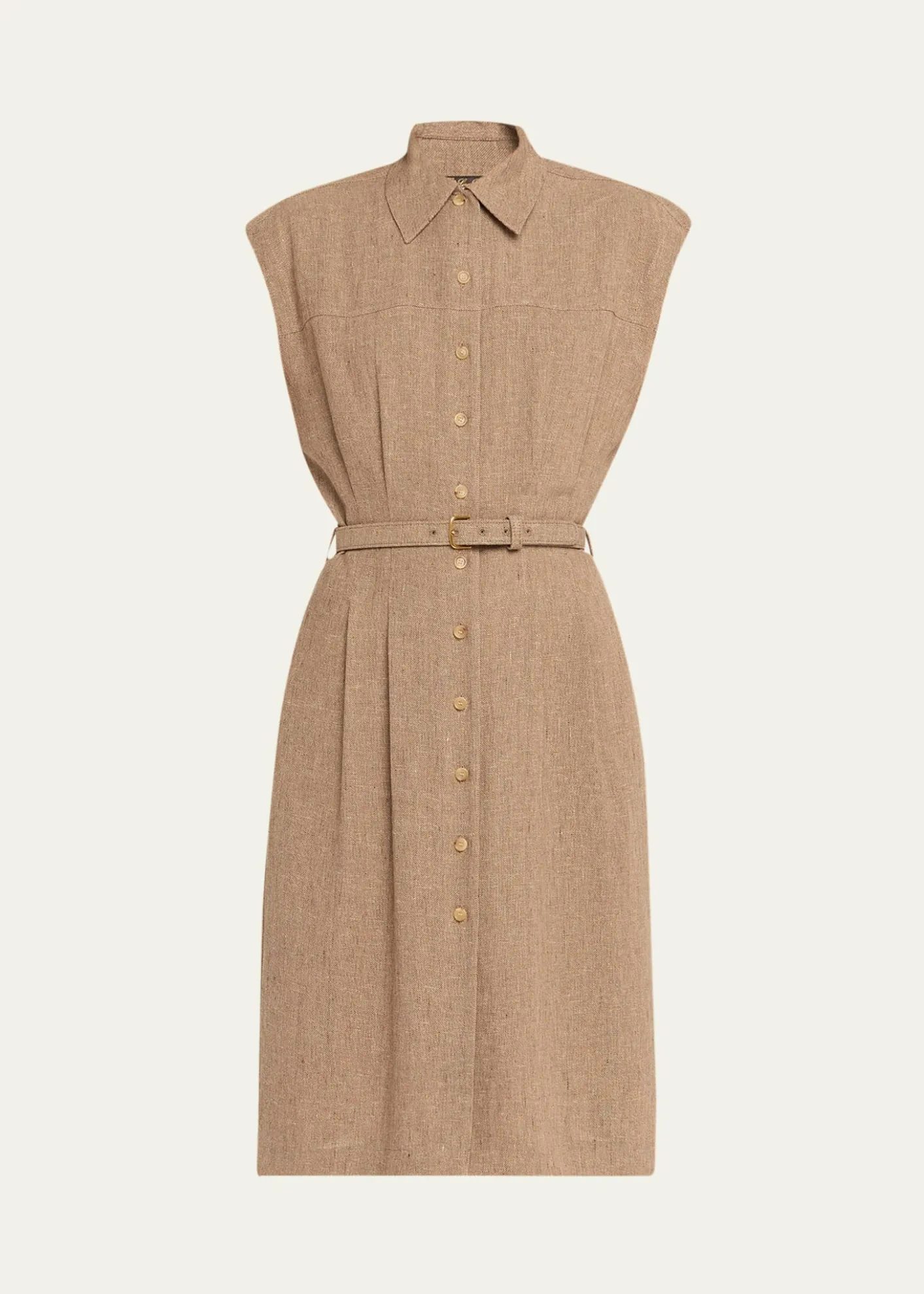 Loro PianaMaise Belted Woven Linen Shirtdress