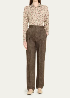 Loro PianaMalik Pleated Straight-Leg Trousers