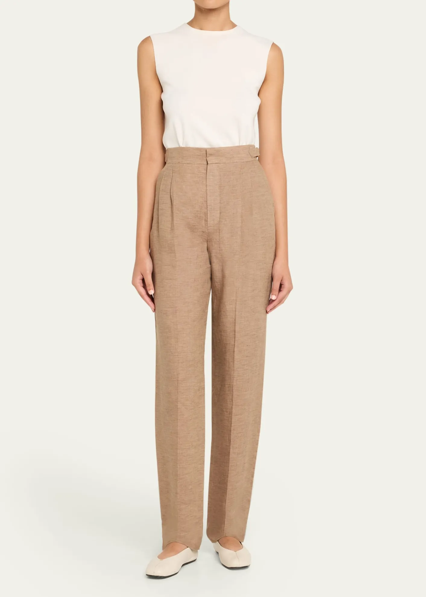Loro PianaMalik Solaire Linen Pleated Straight-Leg Trousers