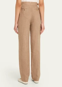 Loro PianaMalik Solaire Linen Pleated Straight-Leg Trousers