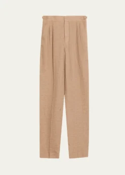 Loro PianaMalik Solaire Linen Pleated Straight-Leg Trousers