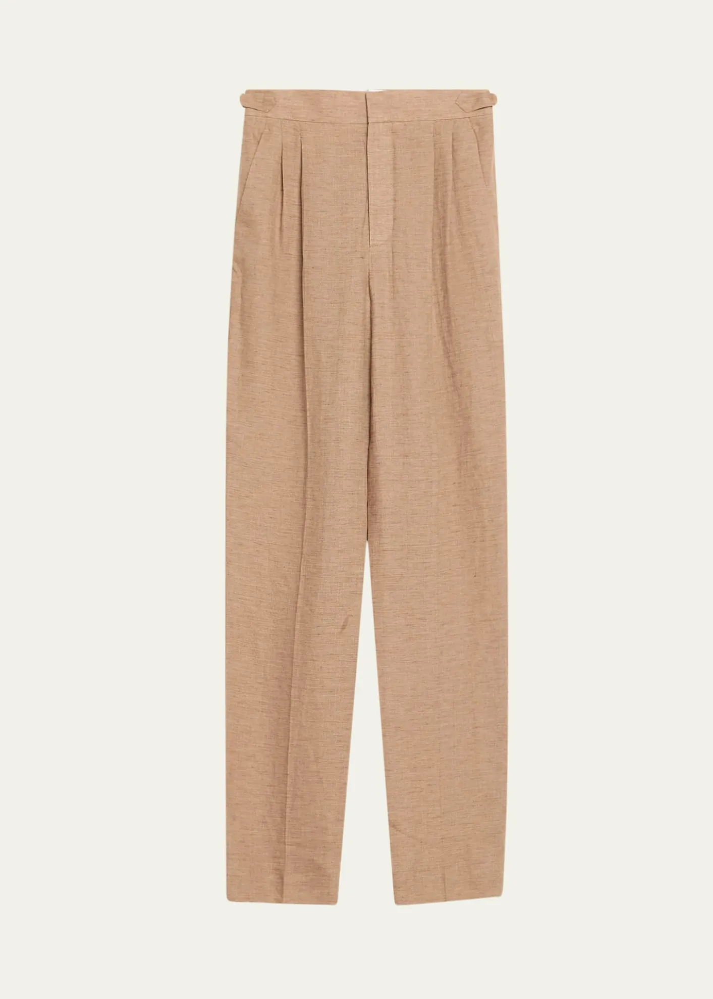 Loro PianaMalik Solaire Linen Pleated Straight-Leg Trousers